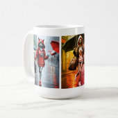 Whimsical Kitten Rain Run Classic Mok (Voorkant links)