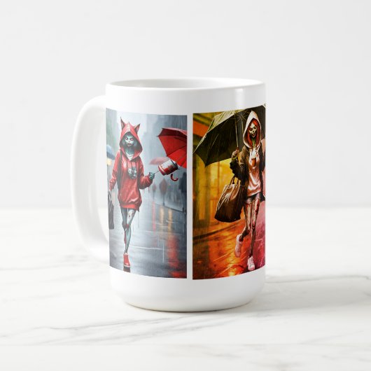 Whimsical Kitten Rain Run Classic Mok (Voorkant links)