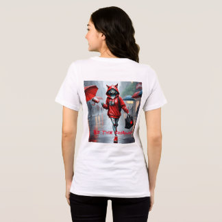 Whimsical Kitten Rain Run Vrouwen Bella + Canvas V Tri-Blend Shirt