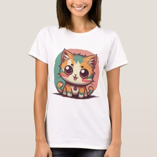Whimsical Kitten T-Shirt - Perfect Schattig en (Voorkant)