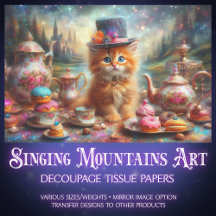 Whimsical Kitten Victoriaans Tea Party Decoupage