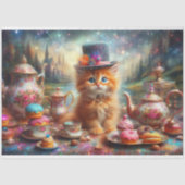Whimsical Kitten Victoriaans Tea Party Decoupage Tissuepapier (Voorkant)