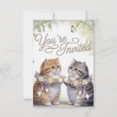Whimsical Kitten Wedding Invitation  (Voorkant)