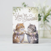 Whimsical Kitten Wedding Invitation  (Staand voorkant)