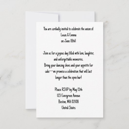 Whimsical Kitten Wedding Invitation  (Achterkant)