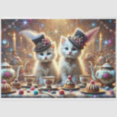 Whimsical Kittens Fantasy Tea Party Decoupage Tissuepapier (Voorkant)