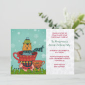 Whimsical Kitty Cat Sitting in een Teacup Xmas Par Kaart (Staand voorkant)