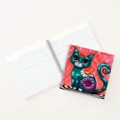 Whimsical Kitty Cat Zittend op vloerkleed Bloemen Notitieboek (Binnen)