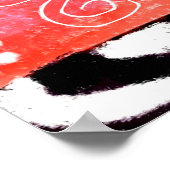 Whimsical Kitty Cat Zittend op vloerkleed Bloemen  Poster (Hoek)