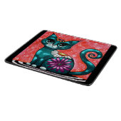 Whimsical Kitty Cat Zittend op vloerkleed Bloemen  Snijplank (Hoek)