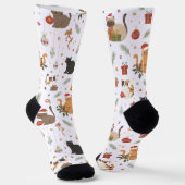 Whimsical Kitty Christmas Pattern Socks Sokken (Gebogen)