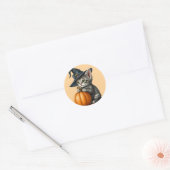 Whimsical Kitty Witch, Halloween Kitten Witch,     Ronde Sticker (Envelop)