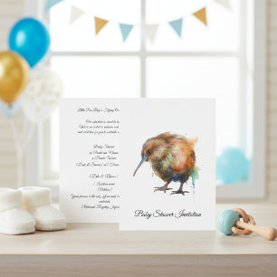 Whimsical Kiwi-vogel Baby Shower   Zoete Pipi Kaart