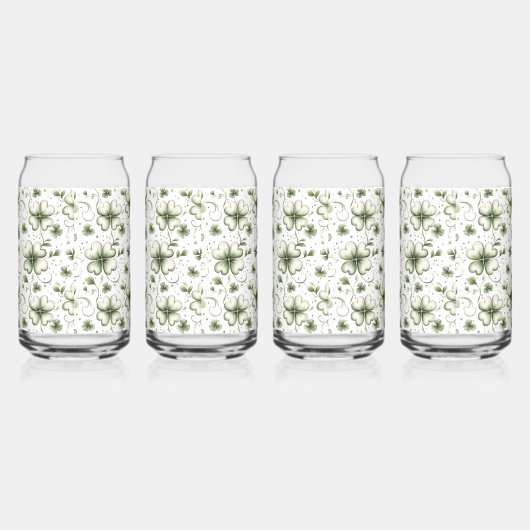 Whimsical Klaver en Wervelend Iers-Them Blikvorm Glas (Rechts)