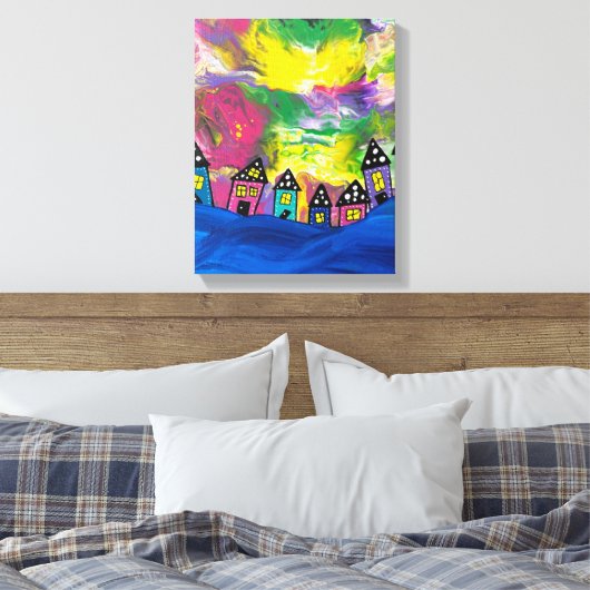 Whimsical Kleine huizen Acryl van Michael Dooley Canvas Afdruk (Insitu (Slaapkamer))