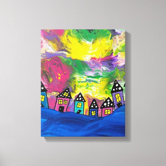 Whimsical Kleine huizen Acryl van Michael Dooley Canvas Afdruk (Voorkant)