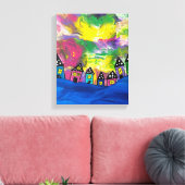 Whimsical Kleine huizen Acryl van Michael Dooley Canvas Afdruk (Insitu (Woonkamer))
