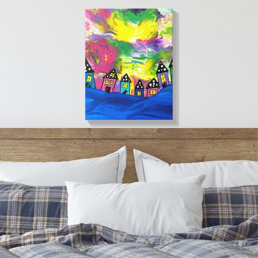 Whimsical Kleine huizen Acryl van Michael Dooley Canvas Afdruk (Insitu (Slaapkamer))
