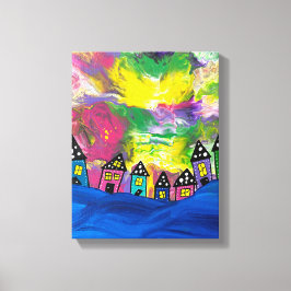 Whimsical Kleine huizen Acryl van Michael Dooley Canvas Afdruk