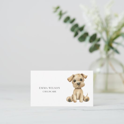 Whimsical Kleine Puppy Kinderopvang Visitekaartje (Staand voorkant)