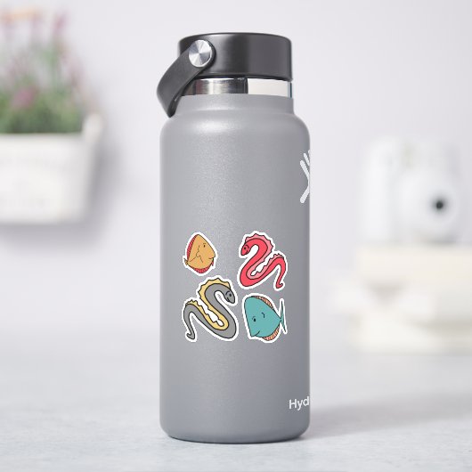 Whimsical Kleine vissen en palingen Sticker (HydroFlask)