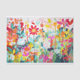 Whimsical Kleur Bloemen Abstract Schilderij Decoup Tissuepapier
