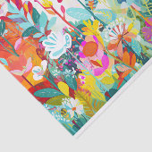 Whimsical Kleur Bloemen Abstract Schilderij Decoup Tissuepapier (Detail)