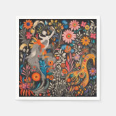 Whimsical Kleurrijk Bloemig Otomi Patroon Servet (Voorkant)