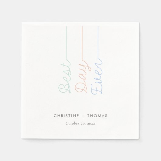 Whimsical & Kleurrijk: Gepersonaliseerd 'Beste Dag Servet (Voorkant)