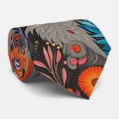 Whimsical Kleurrijk Otomi Patroon Stropdas (Opgerold)