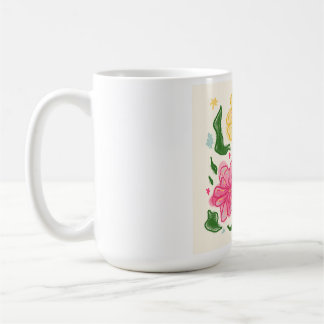 Whimsical Kleurrijke Bloem Illustratie – Hand Teke Koffiemok