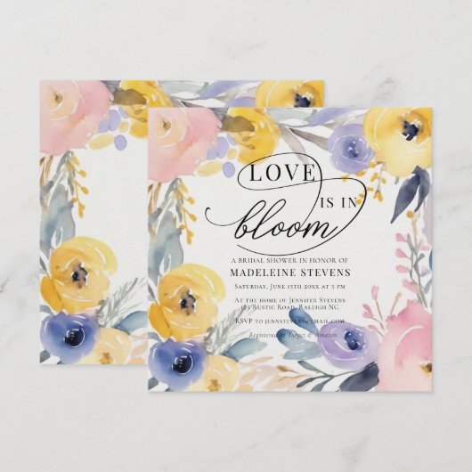 Whimsical Kleurrijke Bloem Liefde Bloom Vrijgezell Kaart (Voorkant / Achterkant)