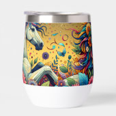  Whimsical Kleurrijke Bloemen en Wit Paard (Rechts)