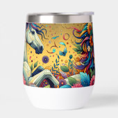  Whimsical Kleurrijke Bloemen en Wit Paard (Links)