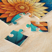  Whimsical Kleurrijke Bloemen en Wit Paard Legpuzzel (Zijkant)