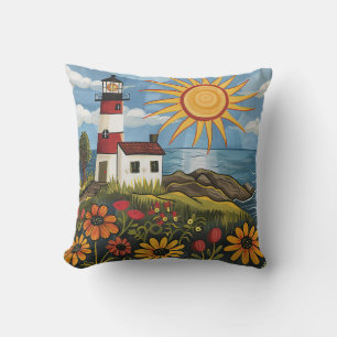 Whimsical Kleurrijke Bloemen Lichte Huis Kussen