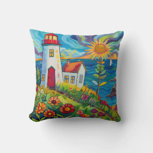 Whimsical Kleurrijke Bloemen Lichte Huis Kussen