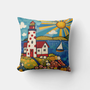 Whimsical Kleurrijke Bloemen Lichte Huis Kussen