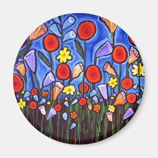 Whimsical kleurrijke bloemen magneet