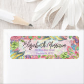 Whimsical Kleurrijke Bloemen Retouradres Etiket (Insitu)