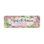 Whimsical Kleurrijke Bloemen Retouradres Etiket (Voorkant)