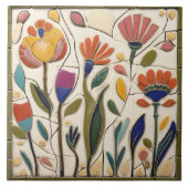 Whimsical Kleurrijke Bloemen Tegeltje (Voorkant)
