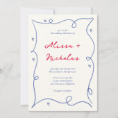 Whimsical Kleurrijke Border Script Monogram Bruilo Kaart (Voorkant)