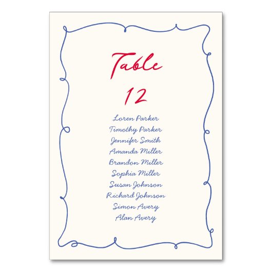 Whimsical Kleurrijke Border Script Zitgrafiek Kaart (Voorkant)