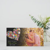 Whimsical Kleurrijke Chique Lente Bloemen Hart Fot Save The Date (Staand voorkant)