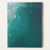 Whimsical Kleurrijke Glitter op Blauwgroen Planner (Achterkant)