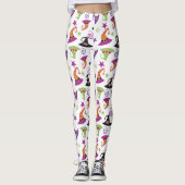 Whimsical Kleurrijke Halloween Witches Petten Leggings (Voorkant)