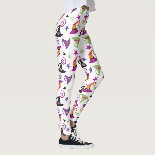Whimsical Kleurrijke Halloween Witches Petten Leggings (Rechts)