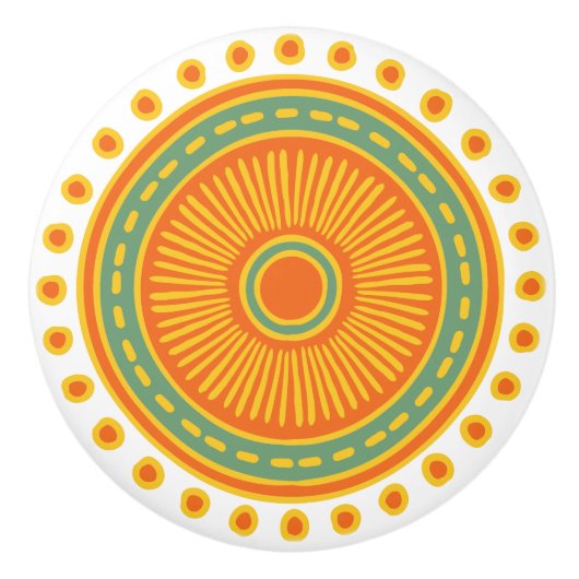 Whimsical Kleurrijke Hand Getrokken Ontwerp Cerami Keramische Knop (Voorkant)