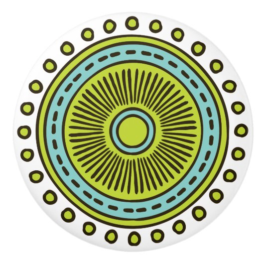 Whimsical Kleurrijke Hand Getrokken Ontwerp Cerami Keramische Knop (Voorkant)